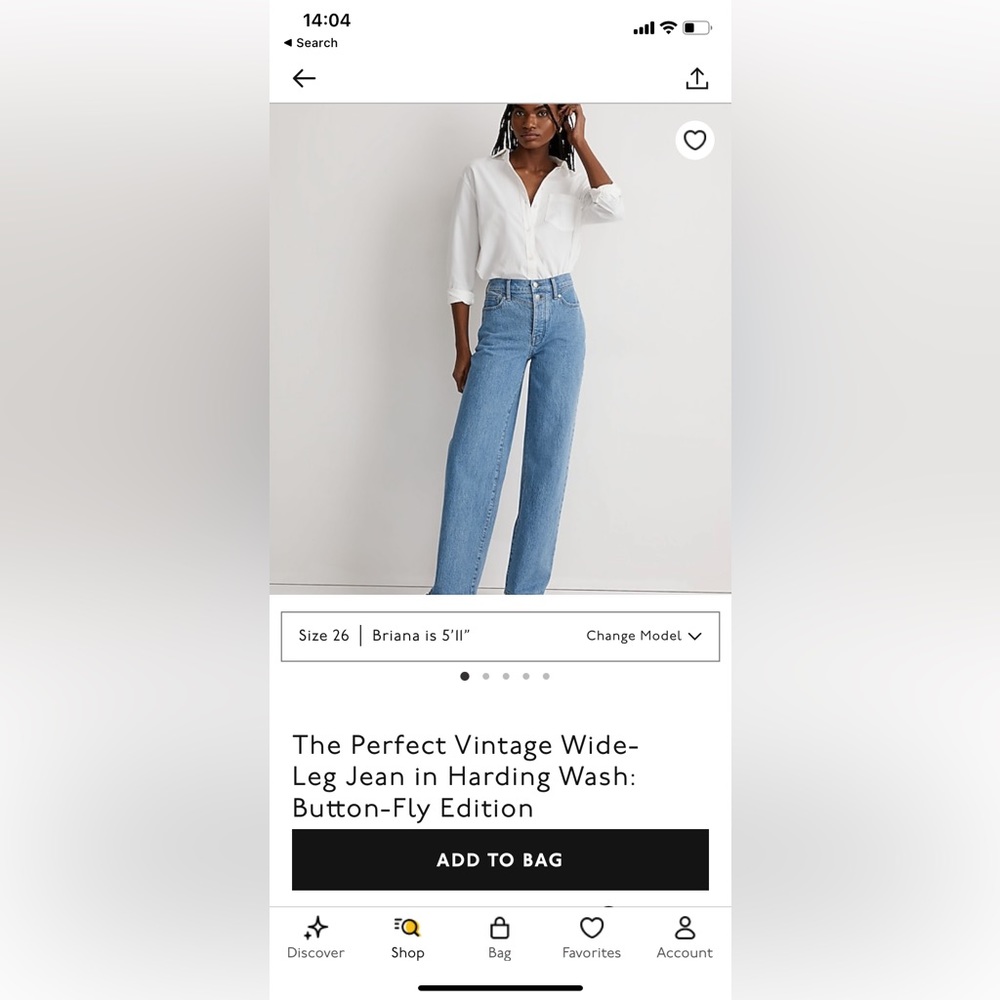 NWT 23P Madewell The Petite Perfect Vintage Wide-Leg Crop Jean in Harding